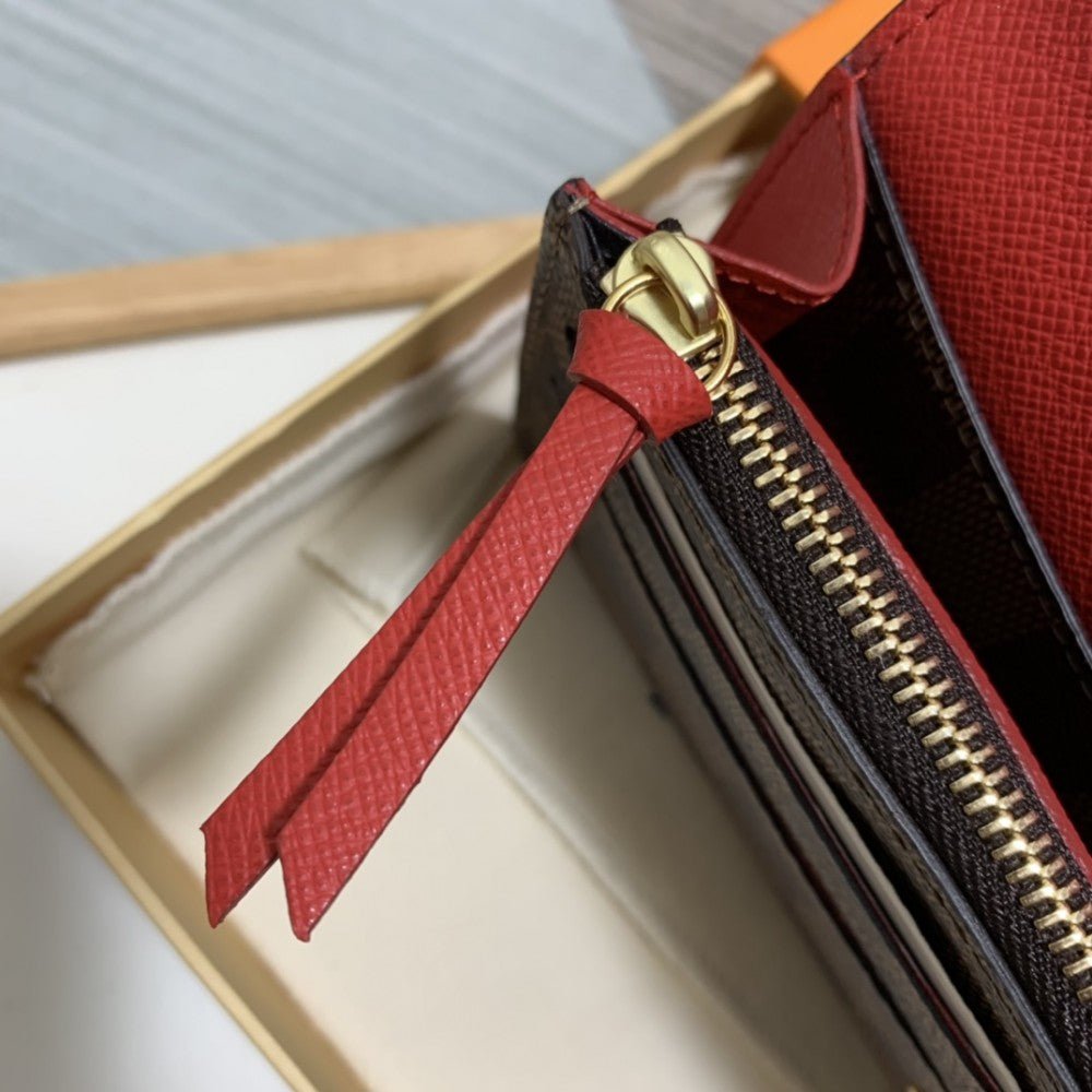 Copy of EMILIE LV Wallet Dark Red(GOLD BUTTON) - Rachellebags