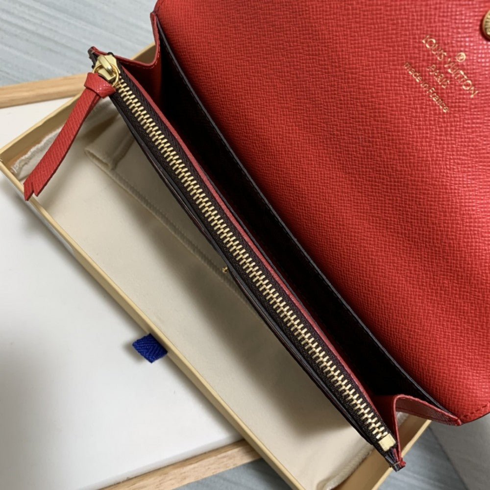 Copy of EMILIE LV Wallet Dark Red(GOLD BUTTON) - Rachellebags