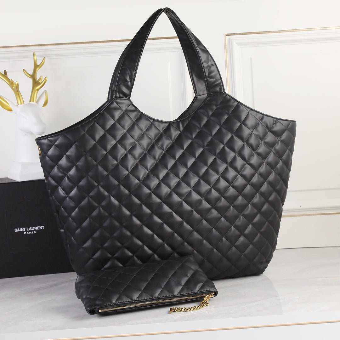Saint Laurent - Small Vicky Black Quilted Patent Leather Bag